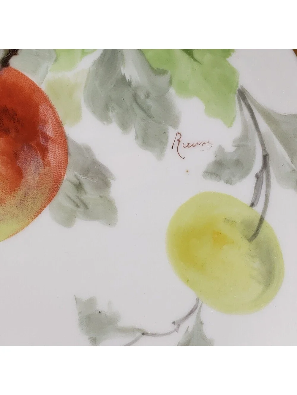 Vintage Hand Painted Plate Peaches Signed A. Lanternier Limoges France Porcelain